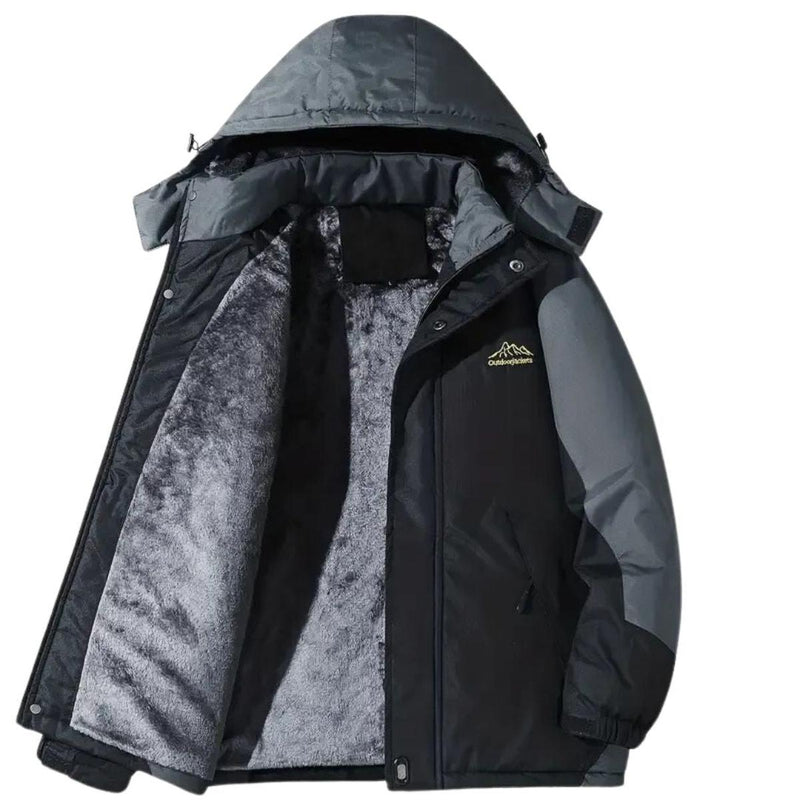 Men&#39;s Waterproof Windproof Outdoor Jacket With Fleece Lining And Adjustable Hood
