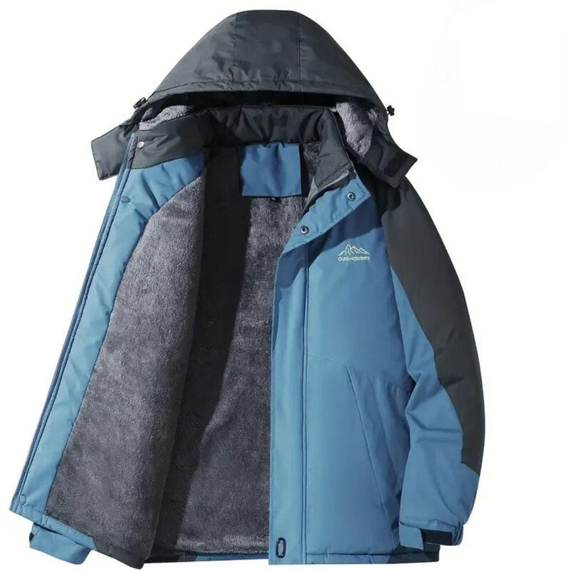 Men&#39;s Waterproof Windproof Outdoor Jacket With Fleece Lining And Adjustable Hood