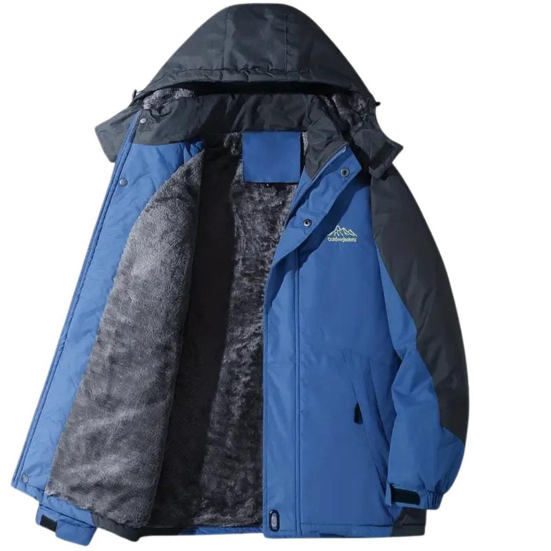 Men&#39;s Waterproof Windproof Outdoor Jacket With Fleece Lining And Adjustable Hood