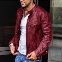 Men&#39;s Weather-Resistant Leather Jacket With Multiple Pockets
