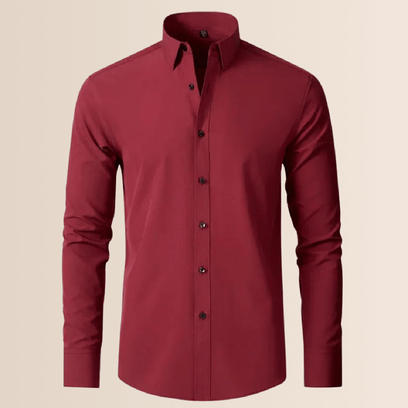 Men&#39;s White Stretch Business Shirt Wrinkle-Free Long Sleeve