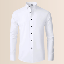 Men&#39;s White Stretch Business Shirt Wrinkle-Free Long Sleeve