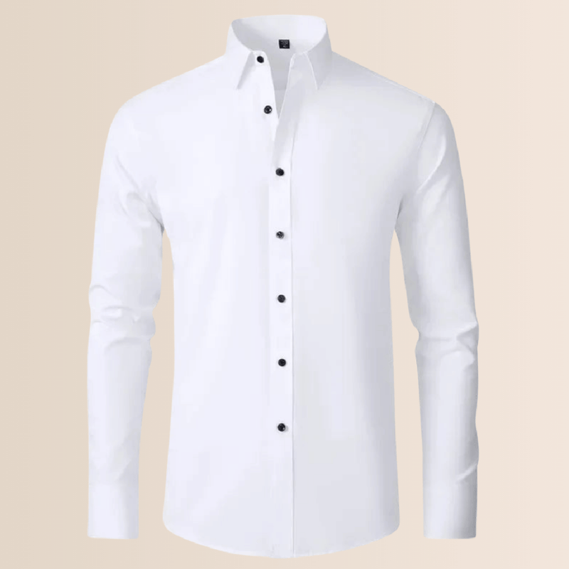 Men&#39;s White Stretch Business Shirt Wrinkle-Free Long Sleeve