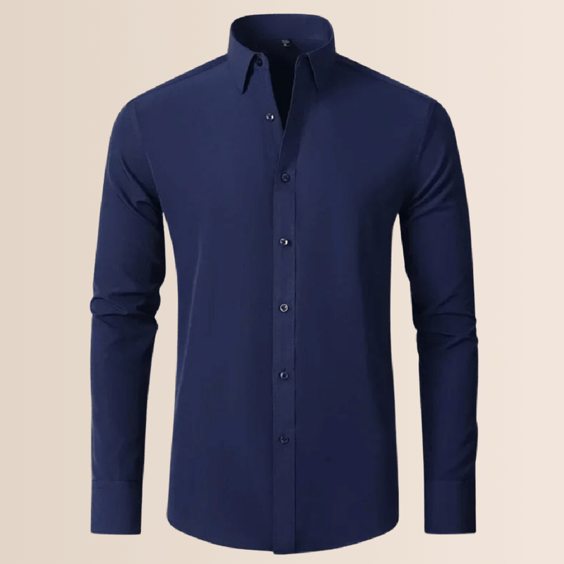 Men&#39;s White Stretch Business Shirt Wrinkle-Free Long Sleeve