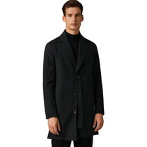 Men&#39;s Winter Coat With Notch Lapel Warm Polyester Lambswool Blend