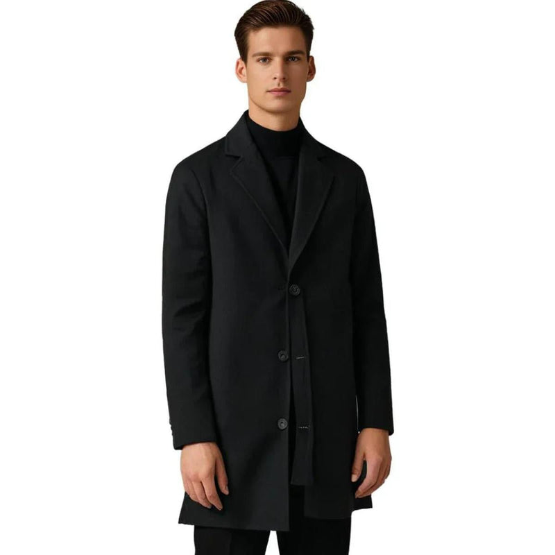 Men&#39;s Winter Coat With Notch Lapel Warm Polyester Lambswool Blend