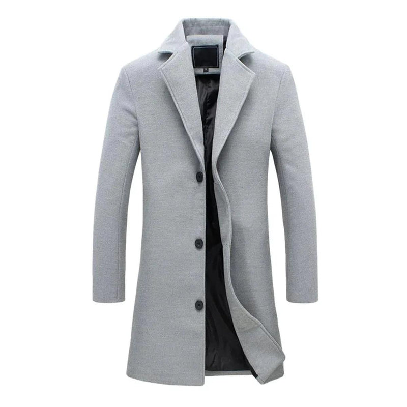 Men&#39;s Winter Coat With Notch Lapel Warm Polyester Lambswool Blend