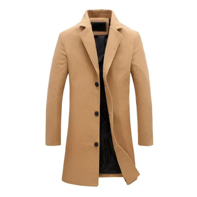 Men&#39;s Winter Coat With Notch Lapel Warm Polyester Lambswool Blend
