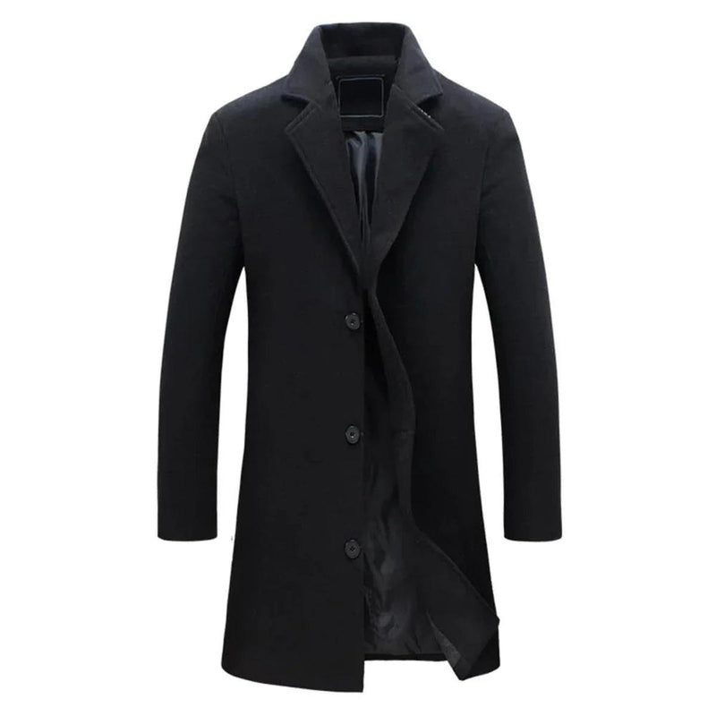 Men&#39;s Winter Coat With Notch Lapel Warm Polyester Lambswool Blend
