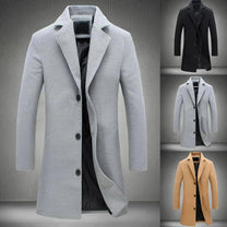 Men&#39;s Winter Coat With Notch Lapel Warm Polyester Lambswool Blend