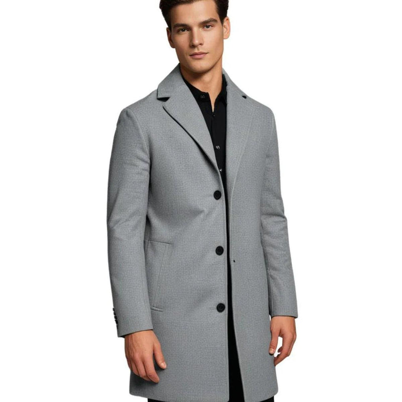 Men&#39;s Winter Coat With Notch Lapel Warm Polyester Lambswool Blend