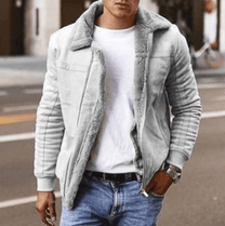 Men&#39;s Winter Jacket With Faux Fur Lining And Quilted Sleeves