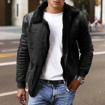Men&#39;s Winter Jacket With Faux Fur Lining And Quilted Sleeves
