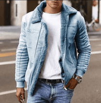 Men&#39;s Winter Jacket With Faux Fur Lining And Quilted Sleeves
