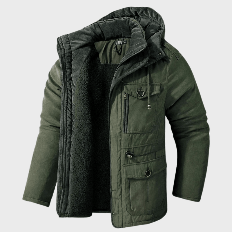 Men&#39;s Winter Jacket With Hood And Pockets