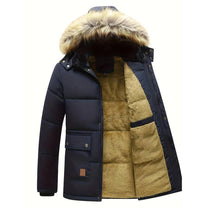 Men&#39;s Winter Parka With Faux Fur Hood And Windproof Design