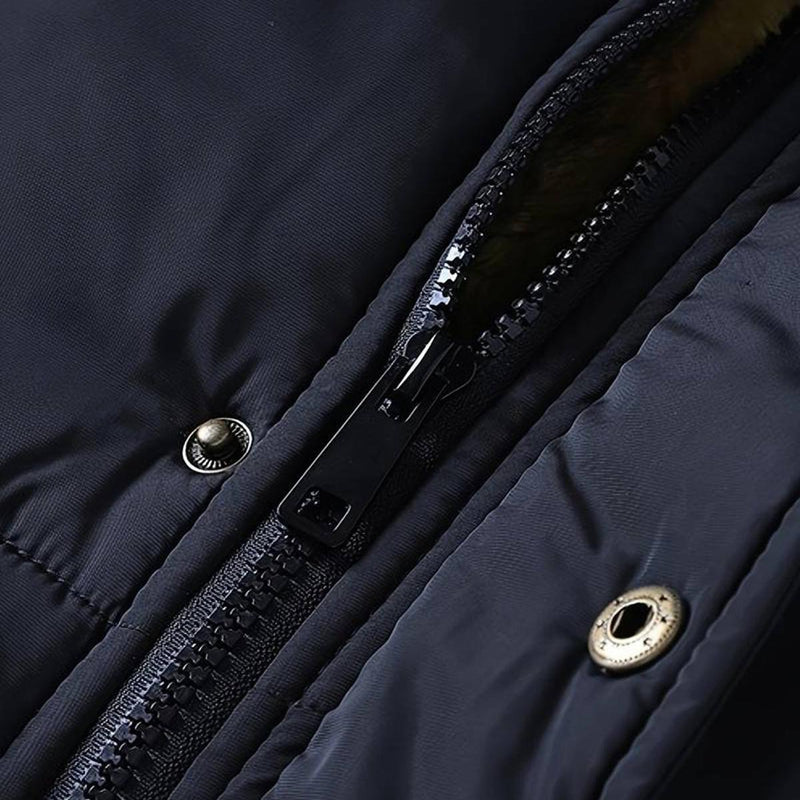 Men&#39;s Winter Parka With Faux Fur Hood And Windproof Design