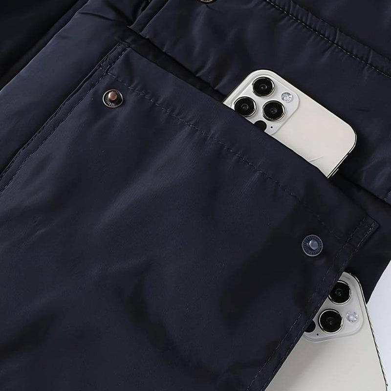 Men&#39;s Winter Parka With Faux Fur Hood And Windproof Design