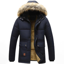 Men&#39;s Winter Parka With Faux Fur Hood And Windproof Design