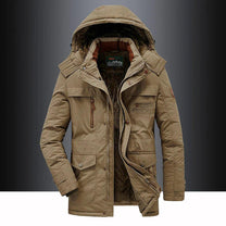Men&#39;s Winter Parka With Fleece Lining And Faux Fur Hood