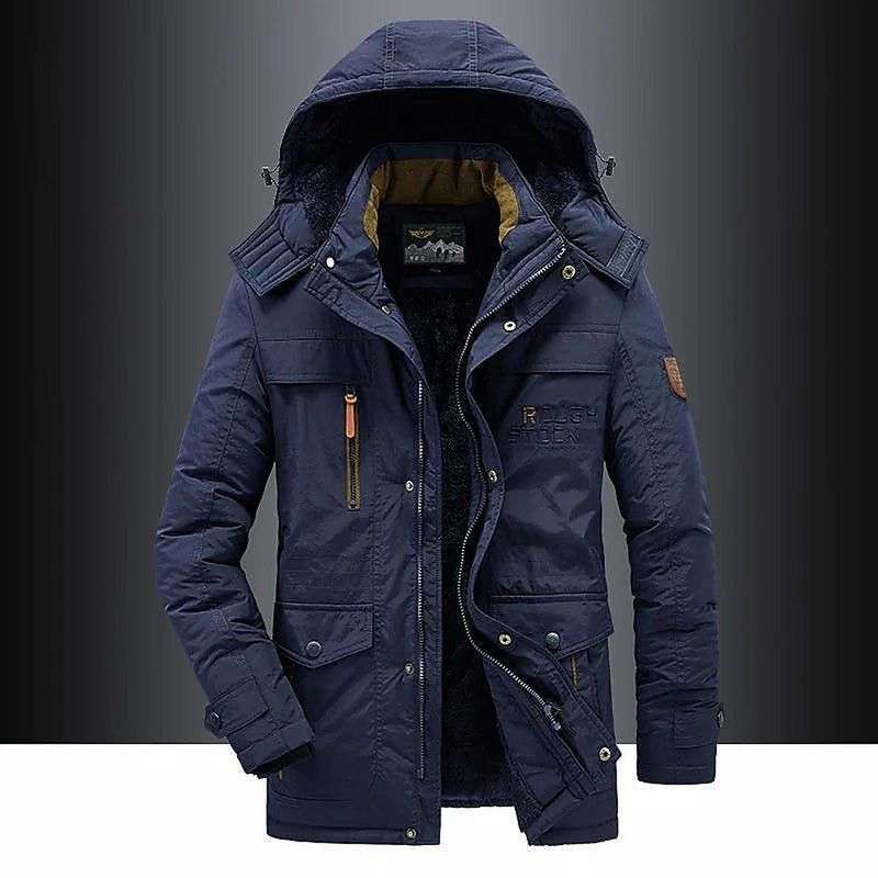 Men&#39;s Winter Parka With Fleece Lining And Faux Fur Hood