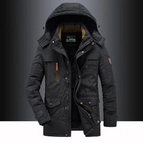 Men&#39;s Winter Parka With Fleece Lining And Faux Fur Hood