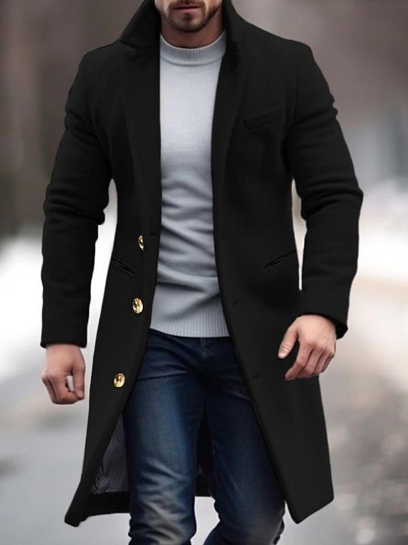 Men&#39;s Wool Blend Spring Jacket With Turn-Down Collar