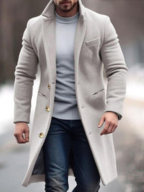 Men&#39;s Wool Blend Spring Jacket With Turn-Down Collar