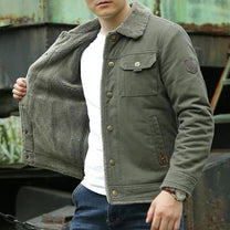 Men&#39;s Wool-Lined Outdoor Winter Jacket With Casual Hooded Collar