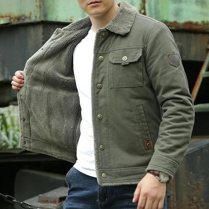 Men&#39;s Wool-Lined Outdoor Winter Jacket With Casual Hooded Collar