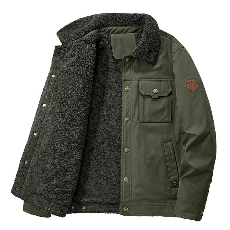 Men&#39;s Wool-Lined Outdoor Winter Jacket With Casual Hooded Collar