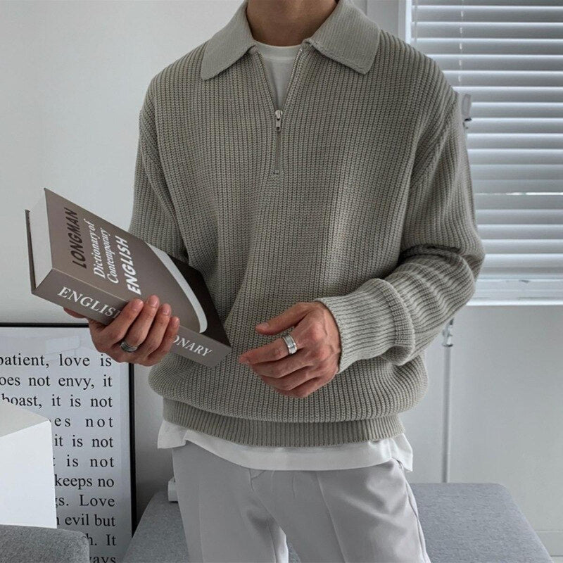 Men&#39;s Zip Collar Sweatshirt for Autumn and Winter