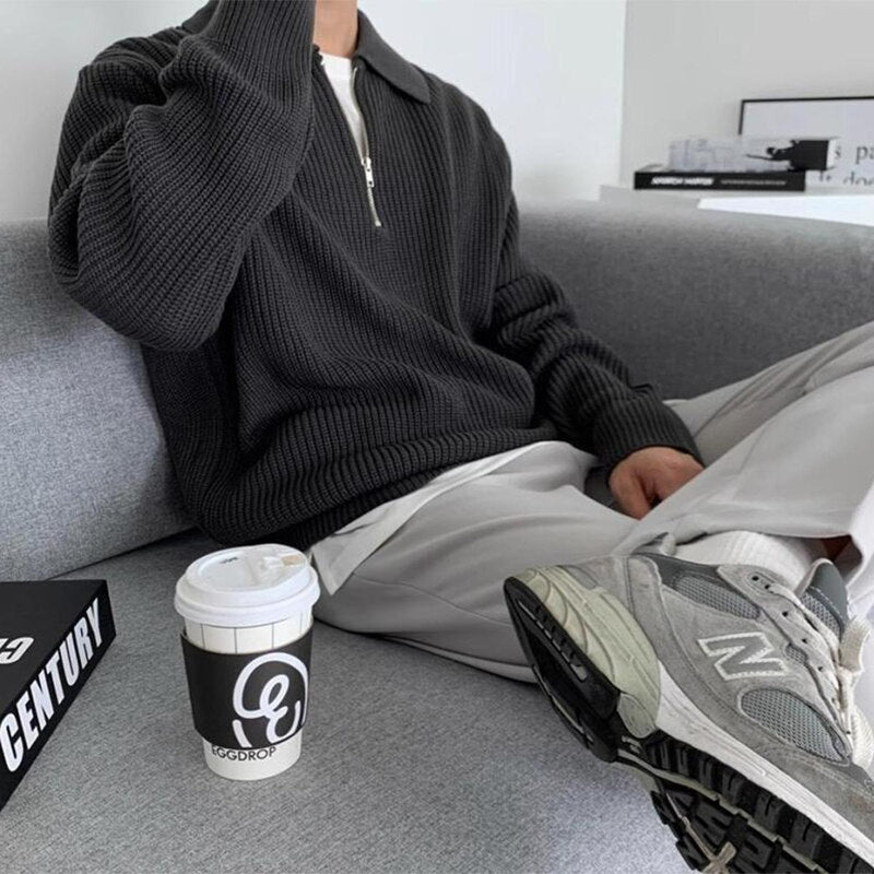 Men&#39;s Zip Collar Sweatshirt for Autumn and Winter