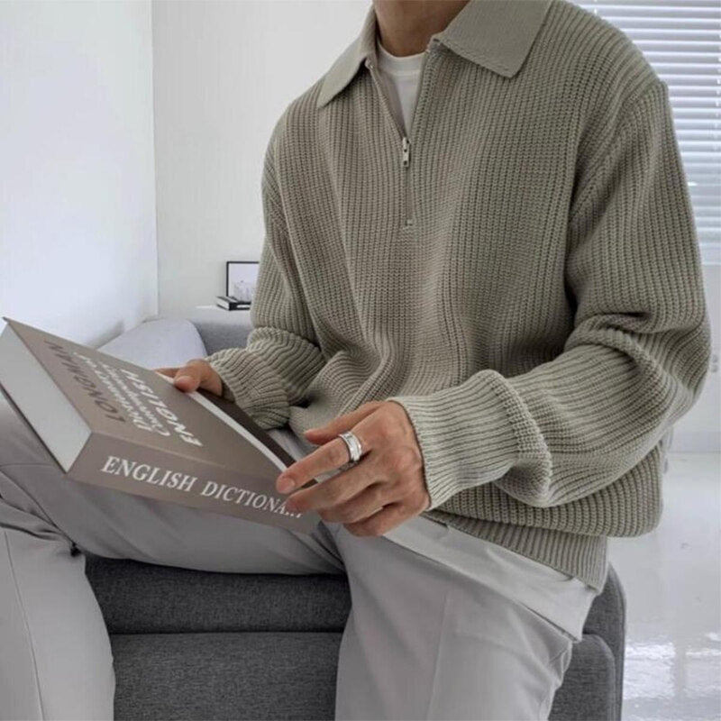 Men&#39;s Zip Collar Sweatshirt for Autumn and Winter