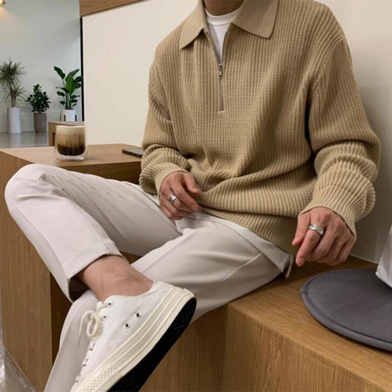 Men&#39;s Zip Collar Sweatshirt for Autumn and Winter
