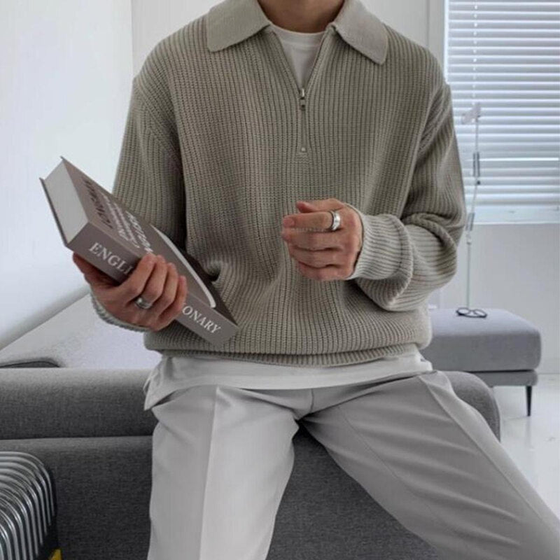 Men&#39;s Zip Collar Sweatshirt for Autumn and Winter