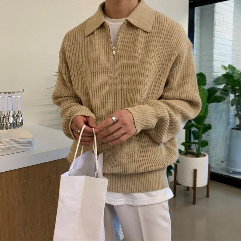 Men&#39;s Zip Collar Sweatshirt for Autumn and Winter