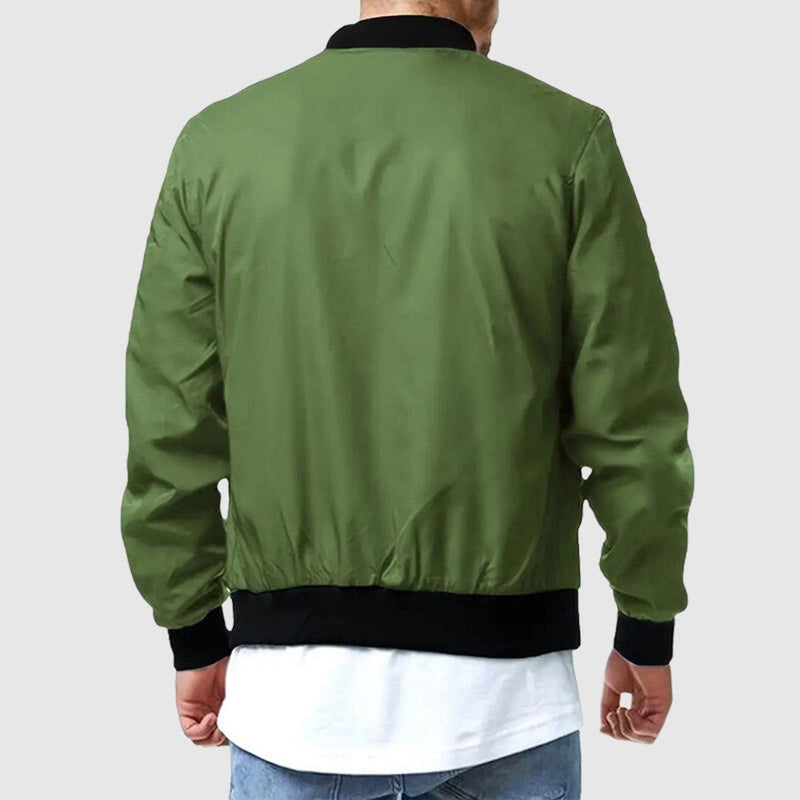Men&#39;s Zip-Up Bomber Jacket With Ribbed Cuffs