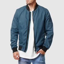 Men&#39;s Zip-Up Bomber Jacket With Ribbed Cuffs