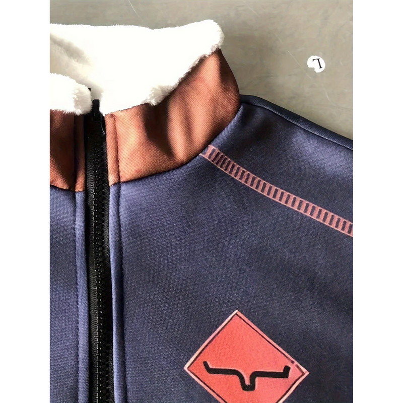 Men&#39;s Zip-Up Pullover Sweater in Navy Blue