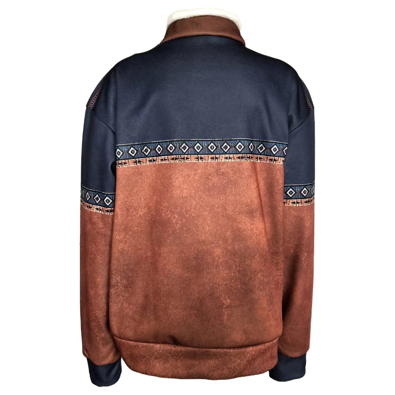 Men&#39;s Zip-Up Pullover Sweater in Navy Blue