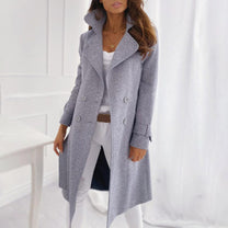 Mid-Length Fleece Trench Coat With Lapel Collar