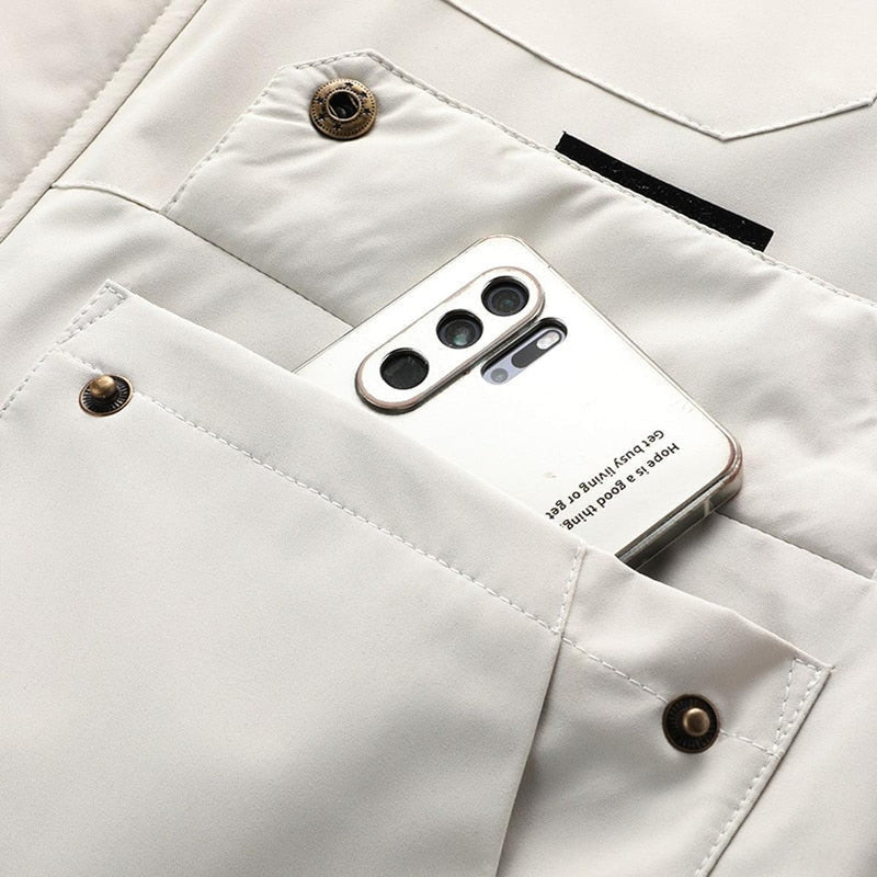 Mid-Length Hooded Outdoor Windbreaker Jacket