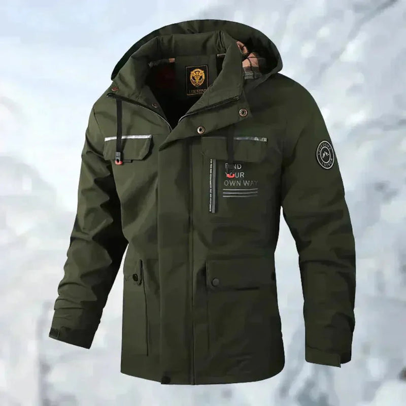 Mid-Length Hooded Outdoor Windbreaker Jacket