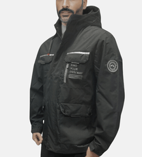 Mid-Length Hooded Outdoor Windbreaker Jacket