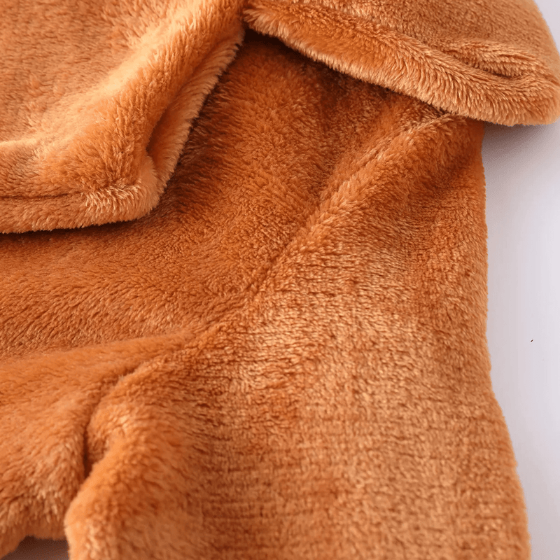 Mid-Length Plush Winter Coat With Lapel Collar And Pockets