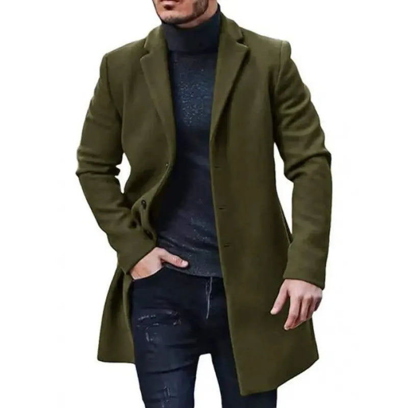 Mid-Length Tailored Wool Blend Overcoat