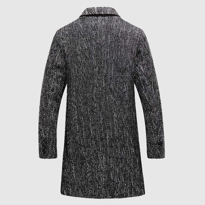 Mid-Length Tailored Wool Coat With Notched Lapel