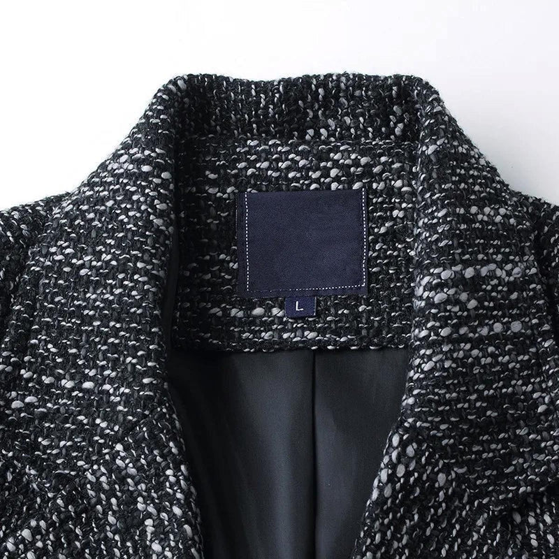Mid-Length Tailored Wool Coat With Notched Lapel