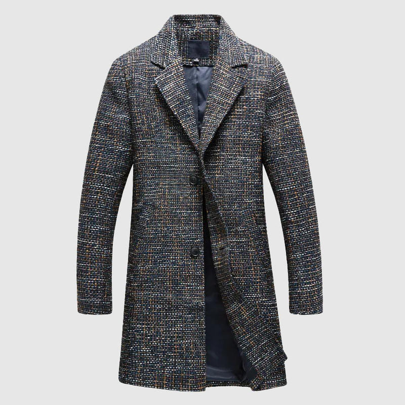 Mid-Length Tailored Wool Coat With Notched Lapel